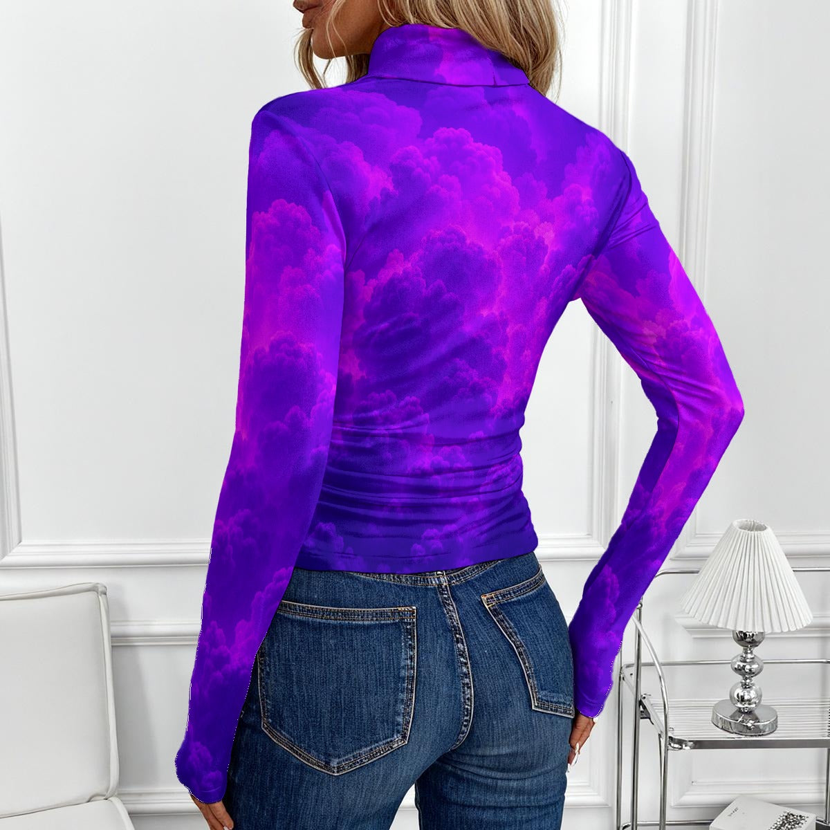 Women's Women's High-Neck Top With Long Sleeve