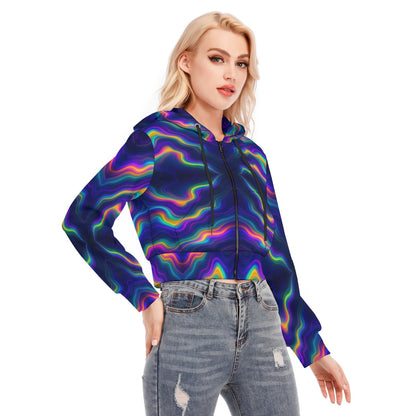 Women's Crop Top Hoodie With Zipper Closure