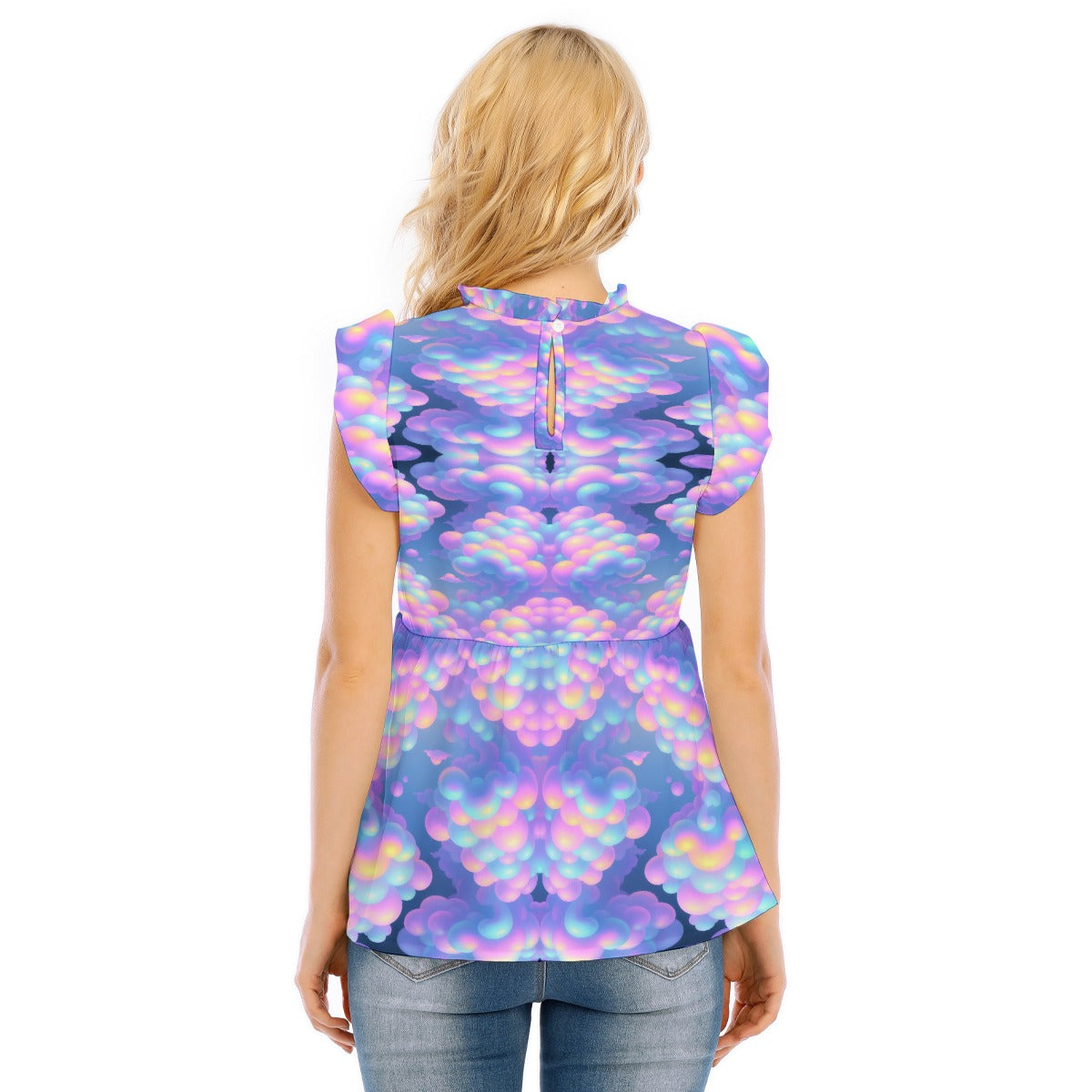 Women's Blouse With Lotus Leaf Lace