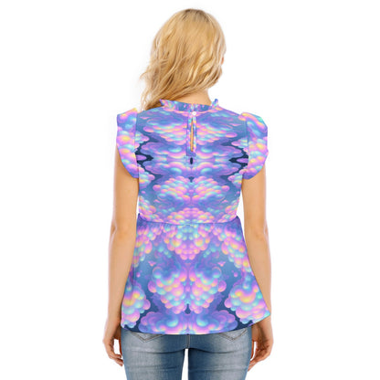 Women's Blouse With Lotus Leaf Lace