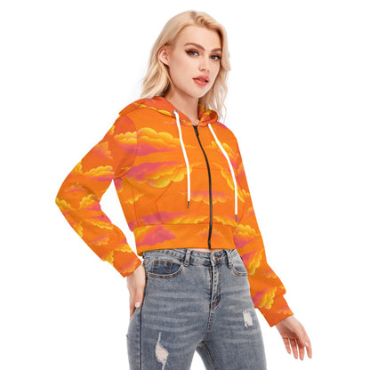 Women's Crop Top Hoodie With Zipper Closure
