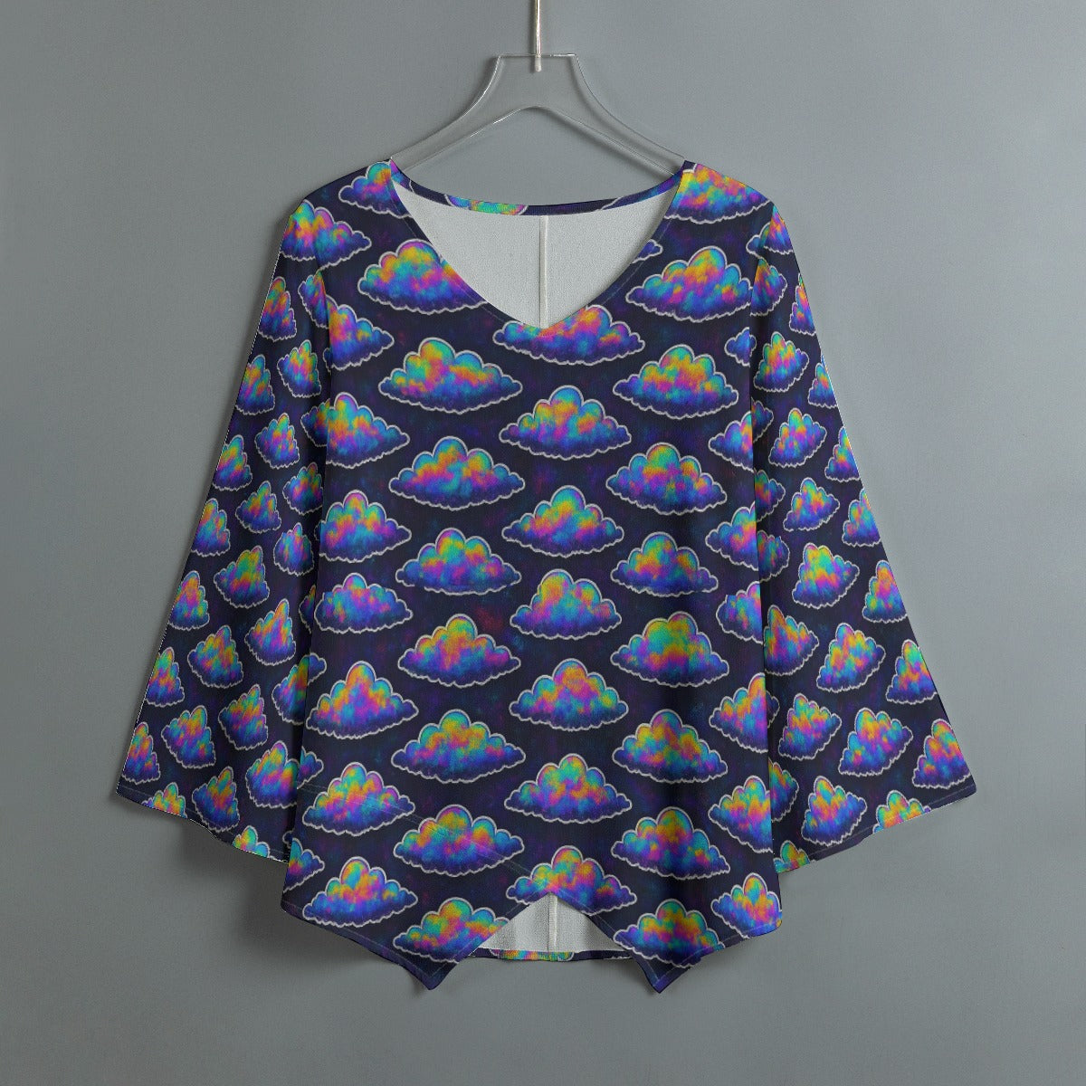 Women's V-neck T-shirt With Irregular Hem