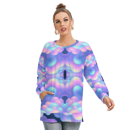 Women's Side Split O-neck Sweatshirt