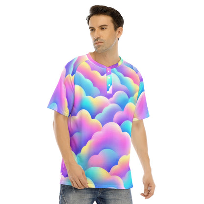 Men's Raglan Sleeve T-shirt With Button Closure