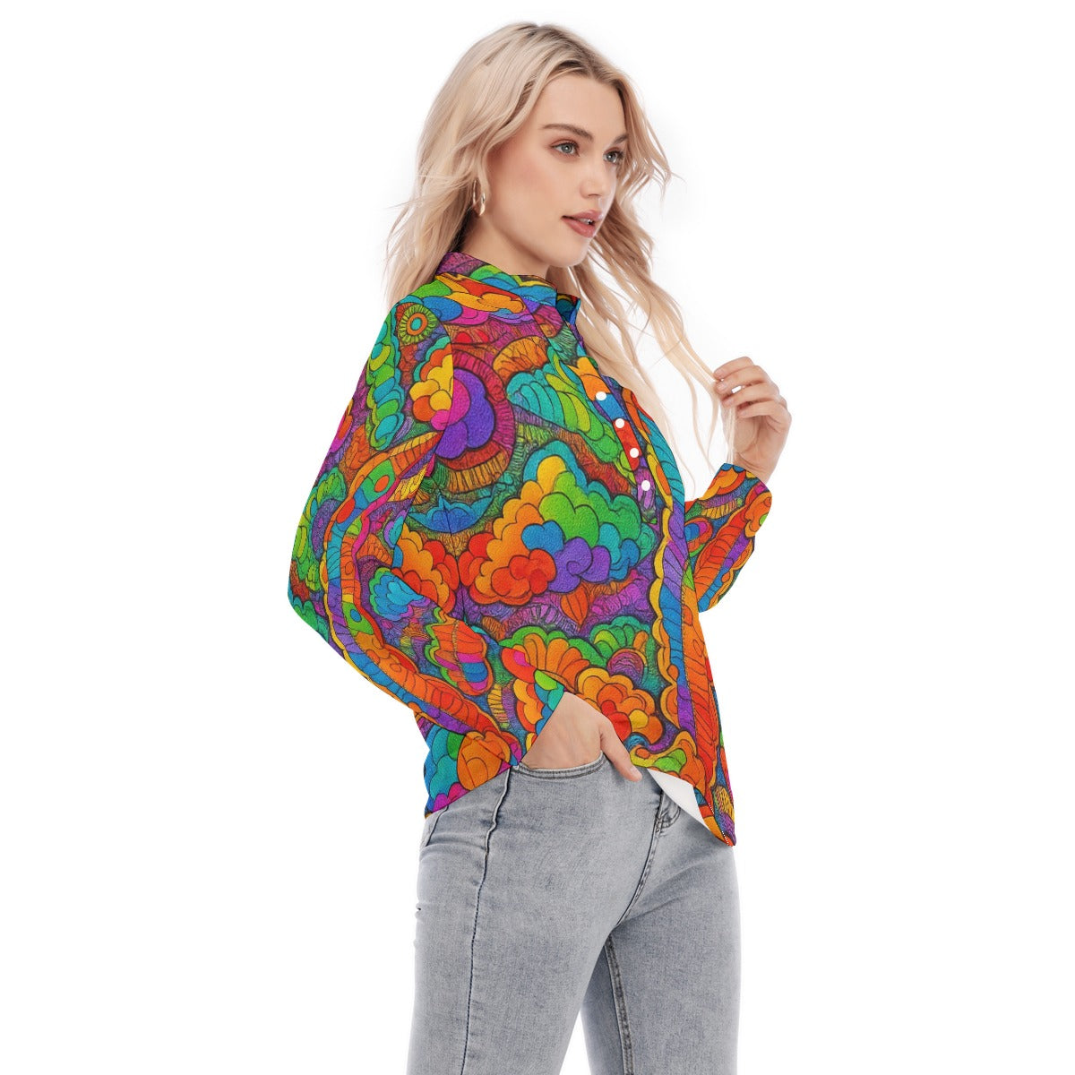 Women's Long Sleeve Blouse With Button Closure