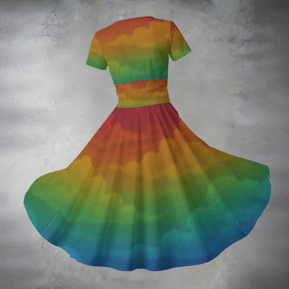 Women's Short Sleeve V Neck Midi Dress