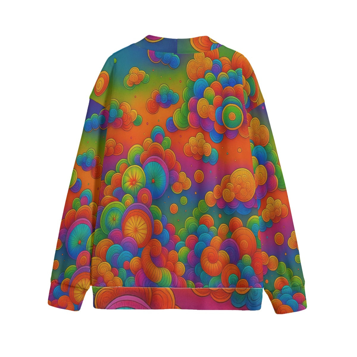 Unisex V-neck Knitted Fleece Cardigan With Button Closure