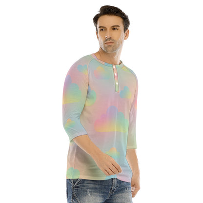 Men's Bracelet Sleeve T-shirt With Button Closure