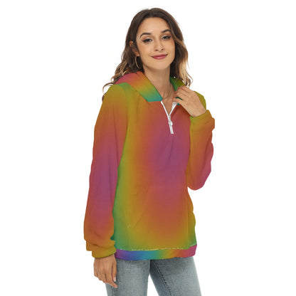 Women's Borg Fleece Hoodie With Half Zip