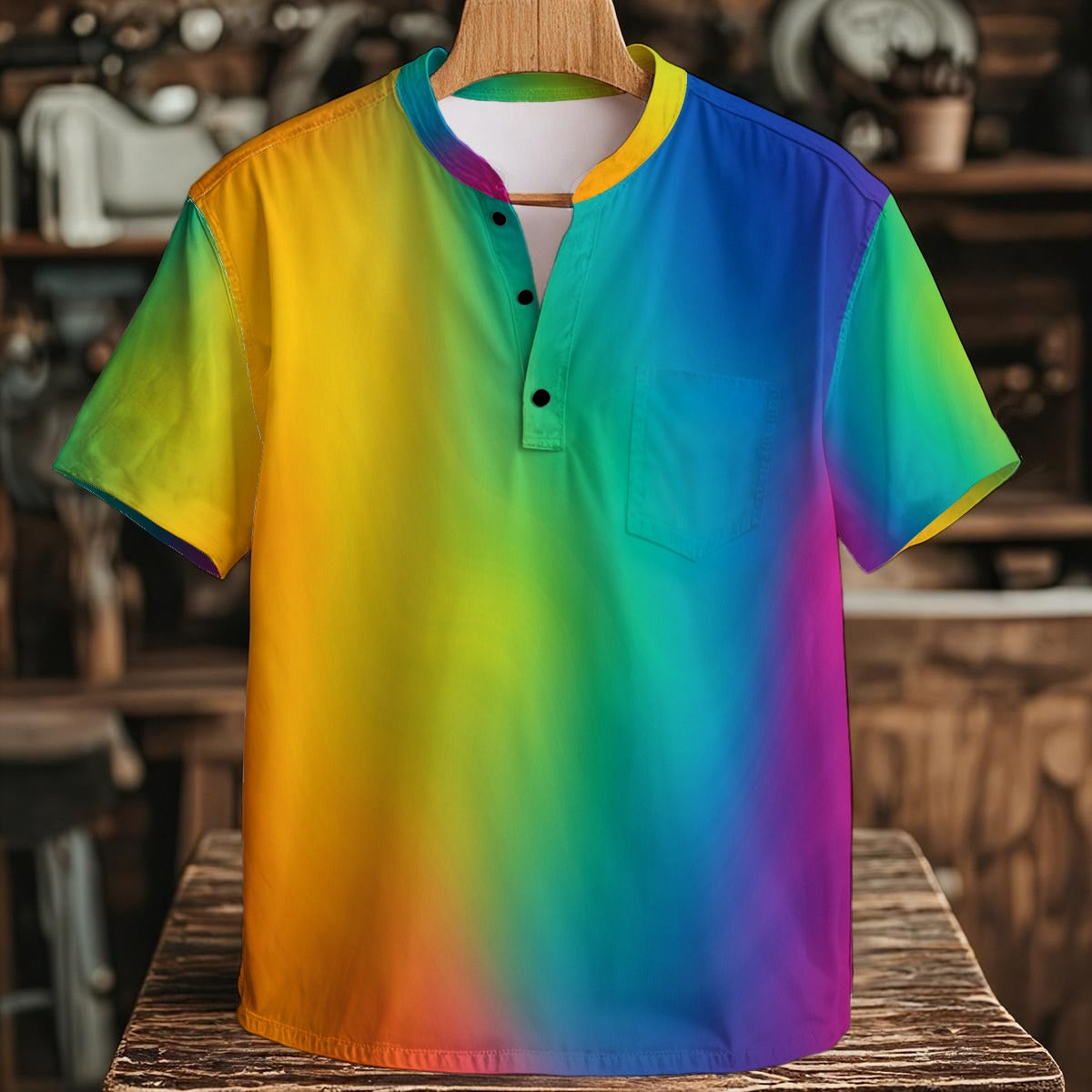 Men's Henley Shirt With Chest Pocket