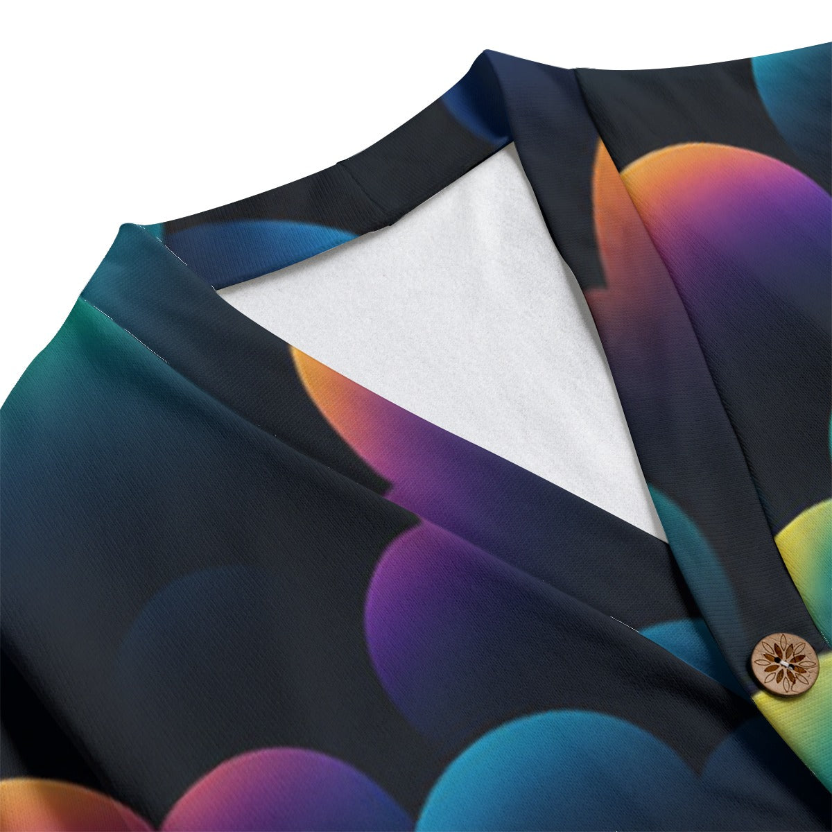 Unisex V-neck Knitted Fleece Cardigan With Button Closure