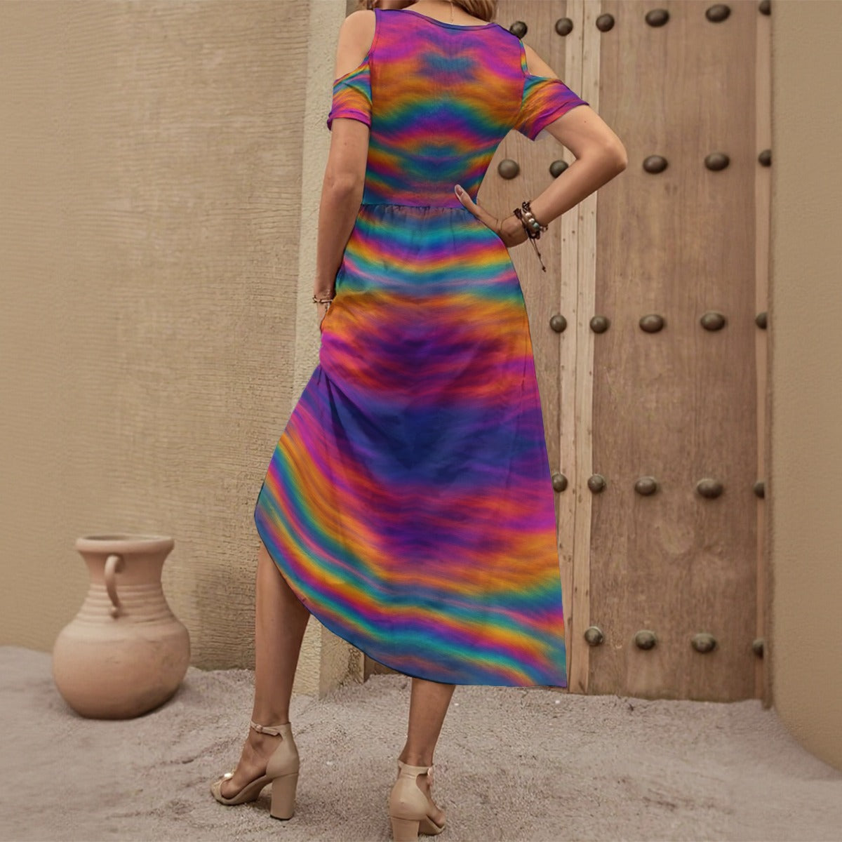 Women's V-neck Off-shoulder Dress