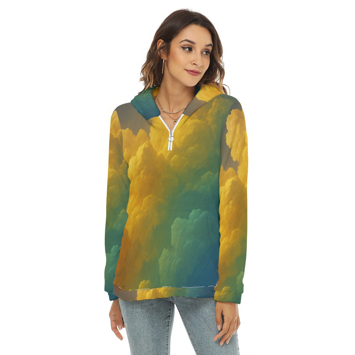 Women's Borg Fleece Hoodie With Half Zip