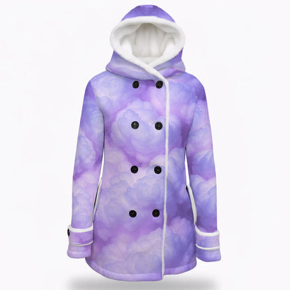 Women's Hooded Double-Breasted Winter Coat With Fleece