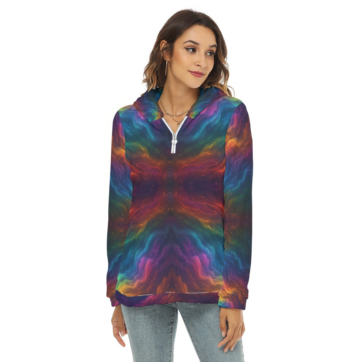 Women's Borg Fleece Hoodie With Half Zip
