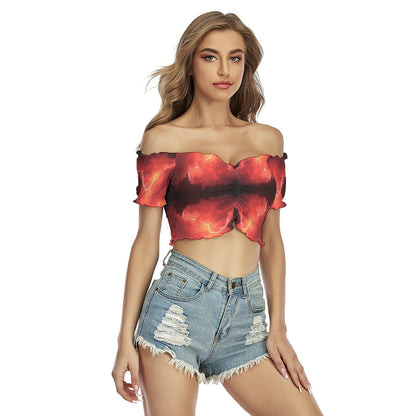 Women's One-shoulder Off-the-navel Short Sleeve T-shirt