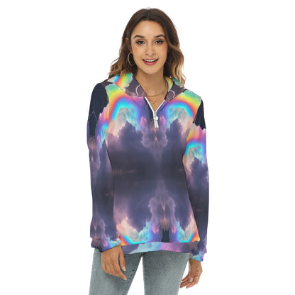 Women's Borg Fleece Hoodie With Half Zip