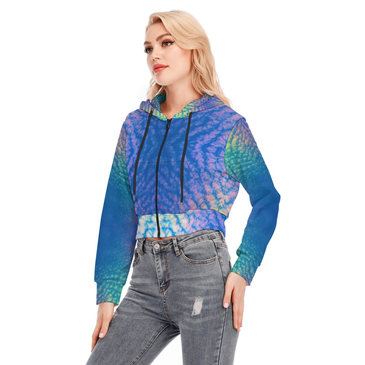 Women's Crop Top Hoodie With Zipper Closure