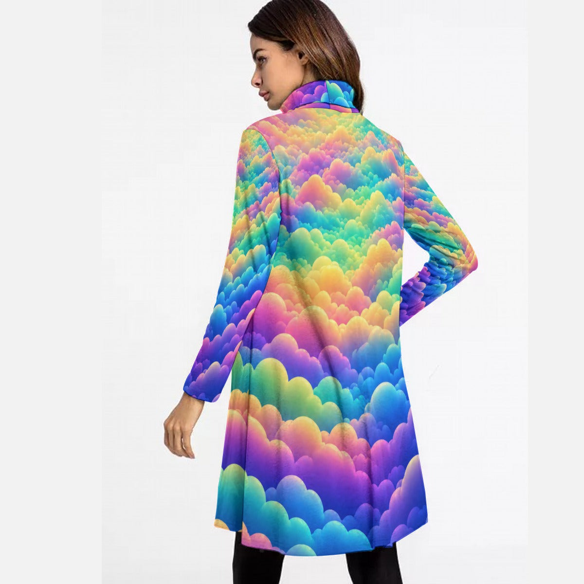 Women's High Neck Dress With Long Sleeve
