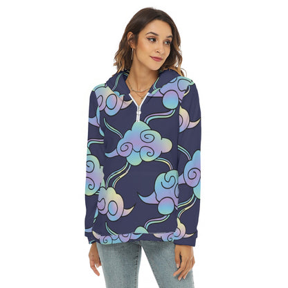 Women's Borg Fleece Hoodie With Half Zip