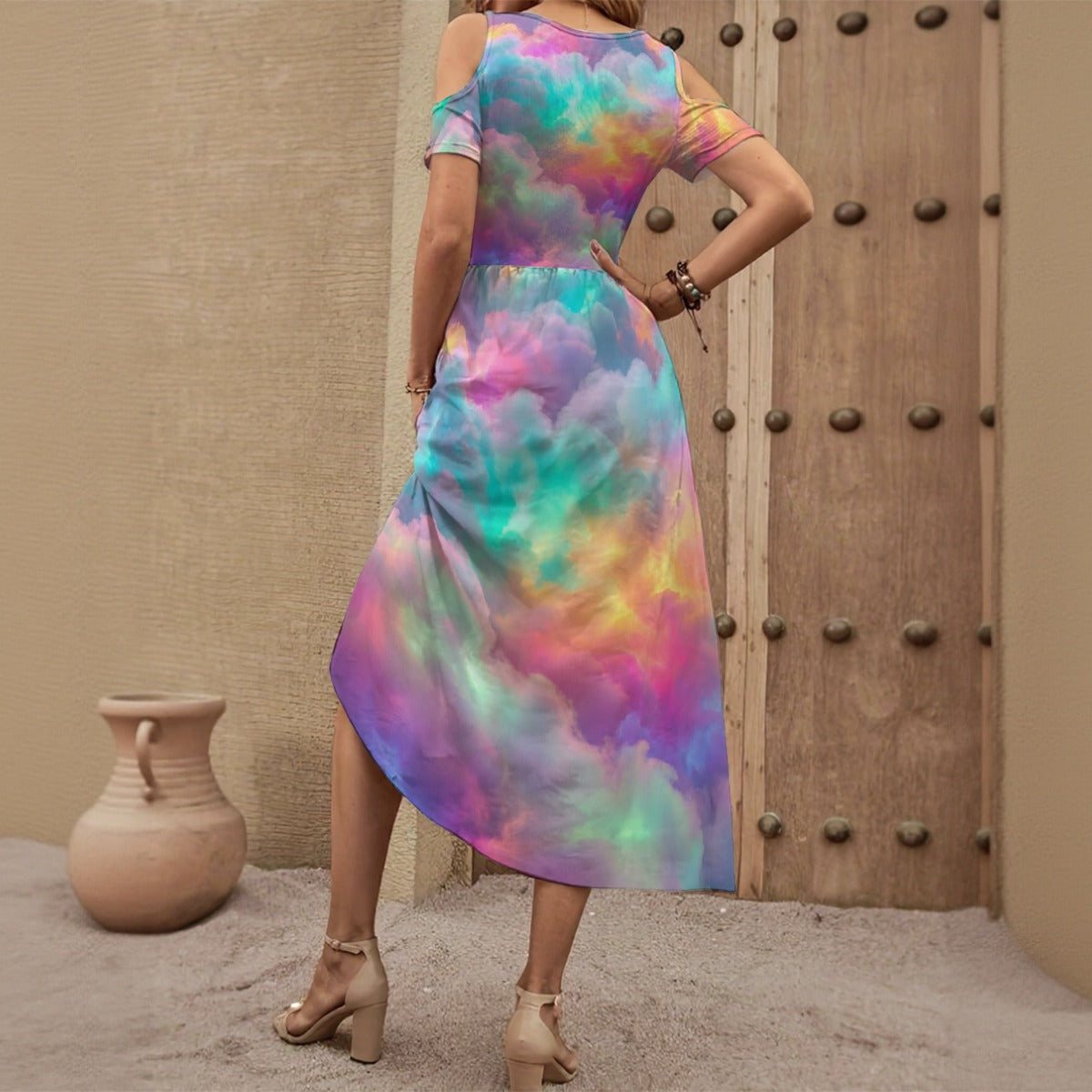 Women's V-neck Off-shoulder Dress