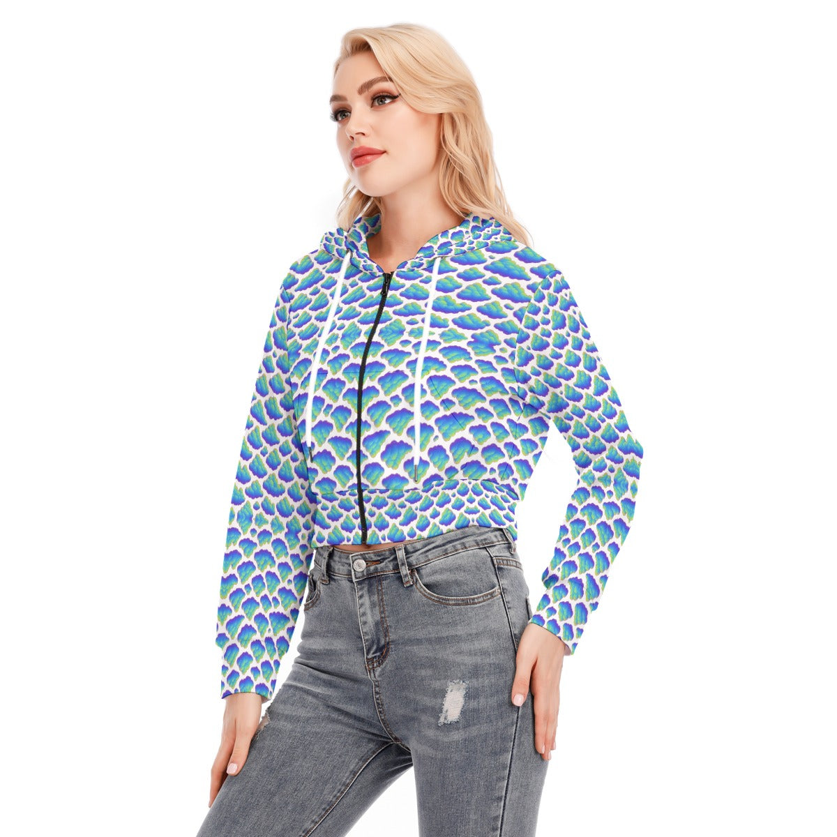 Women's Crop Top Hoodie With Zipper Closure