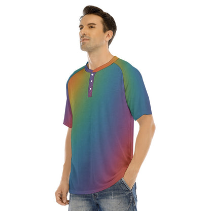 Men's Raglan Sleeve T-shirt With Button Closure