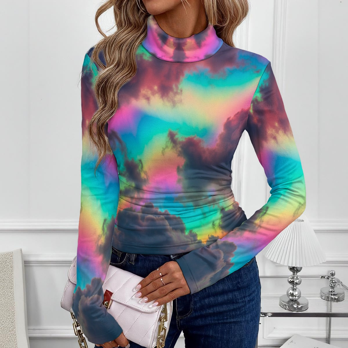 Women's Women's High-Neck Top With Long Sleeve