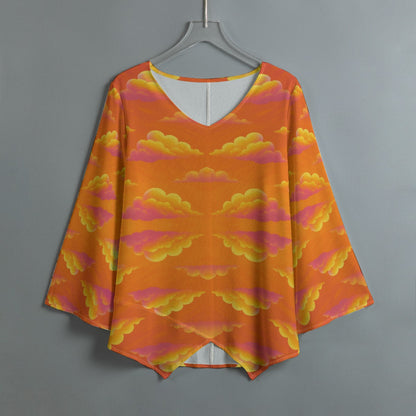 Women's V-neck T-shirt With Irregular Hem