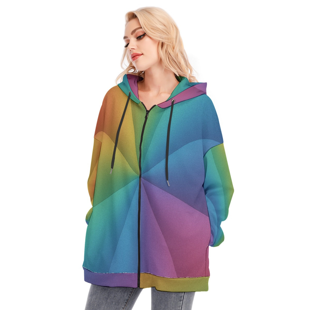 Women's Long Hoodie With Zipper Closure