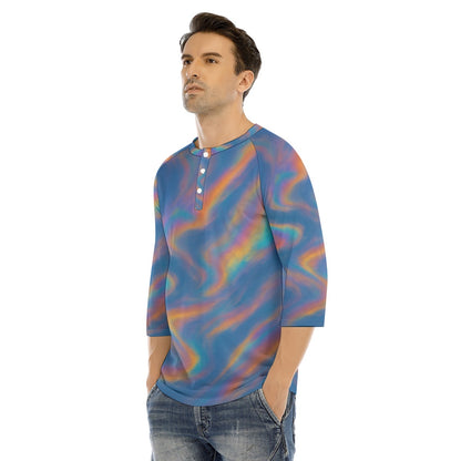 Men's Bracelet Sleeve T-shirt With Button Closure - view 3
