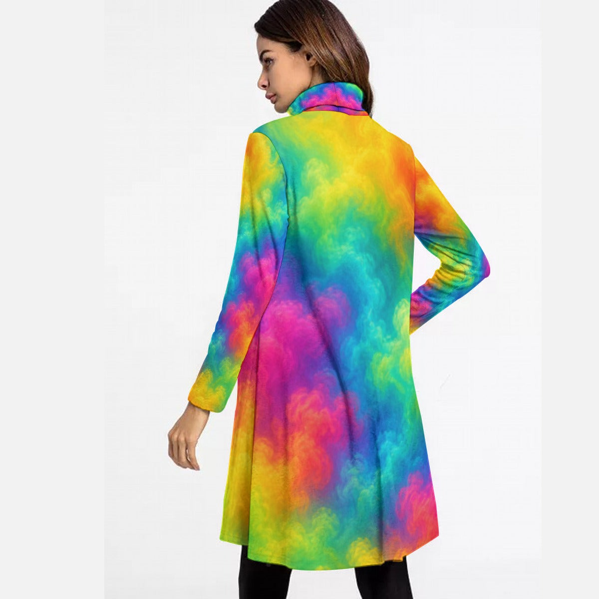 Women's High Neck Dress With Long Sleeve