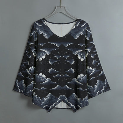 Women's V-neck T-shirt With Irregular Hem