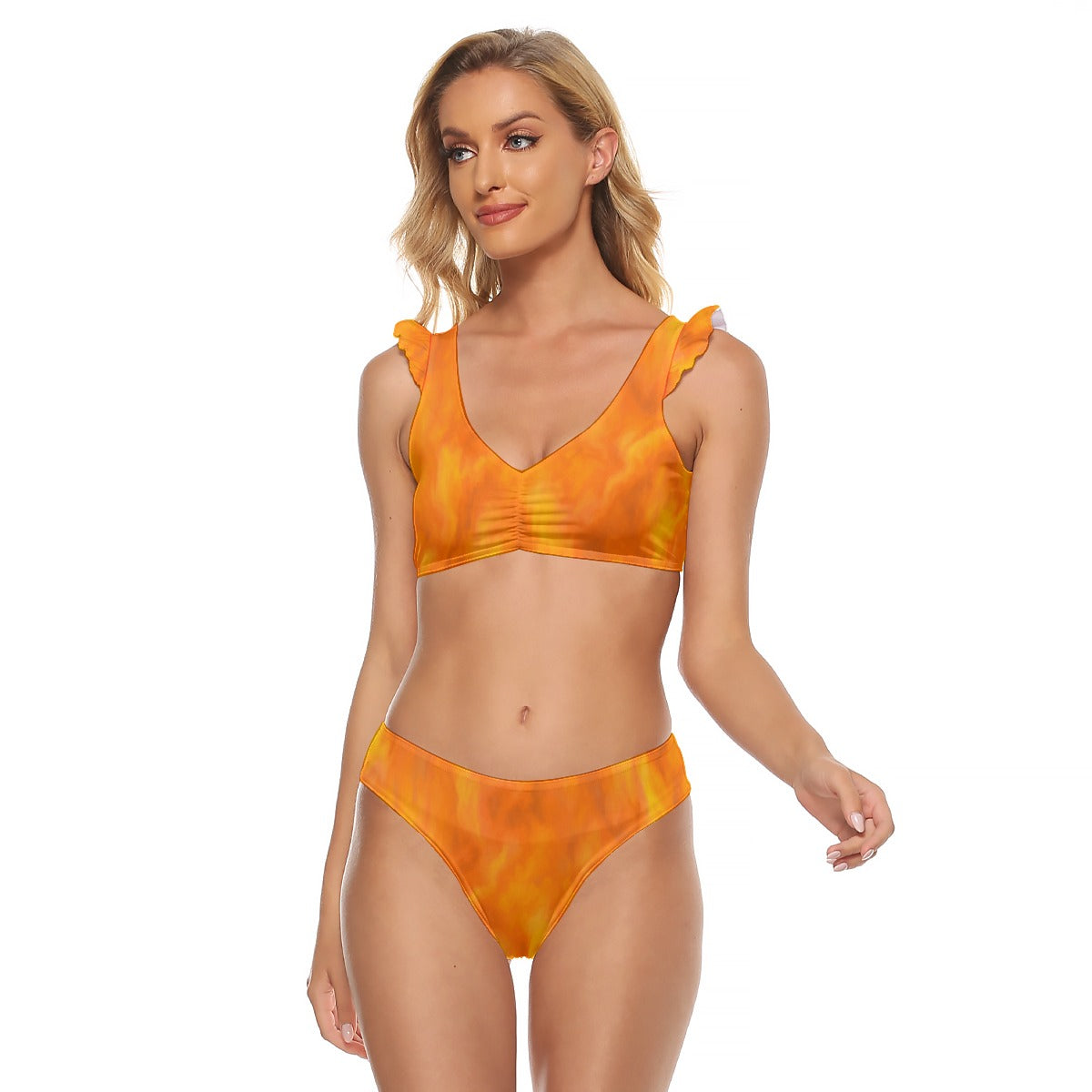 Women's Bikini Swimsuit With Ruffle Cuff Bra