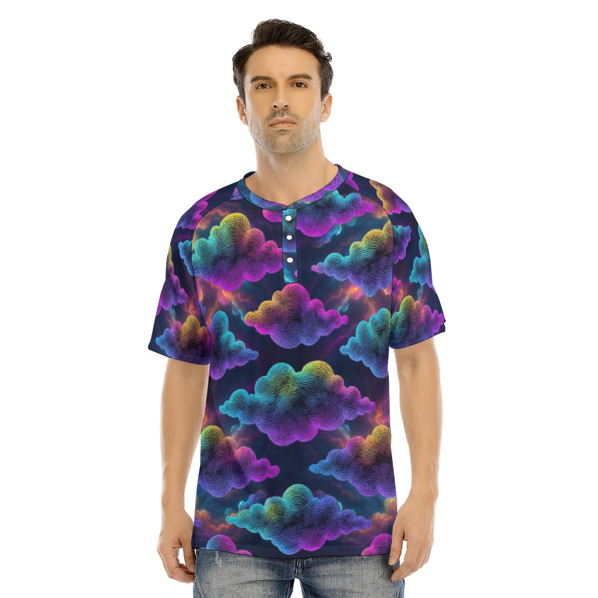 Men's Raglan Sleeve T-shirt With Button Closure