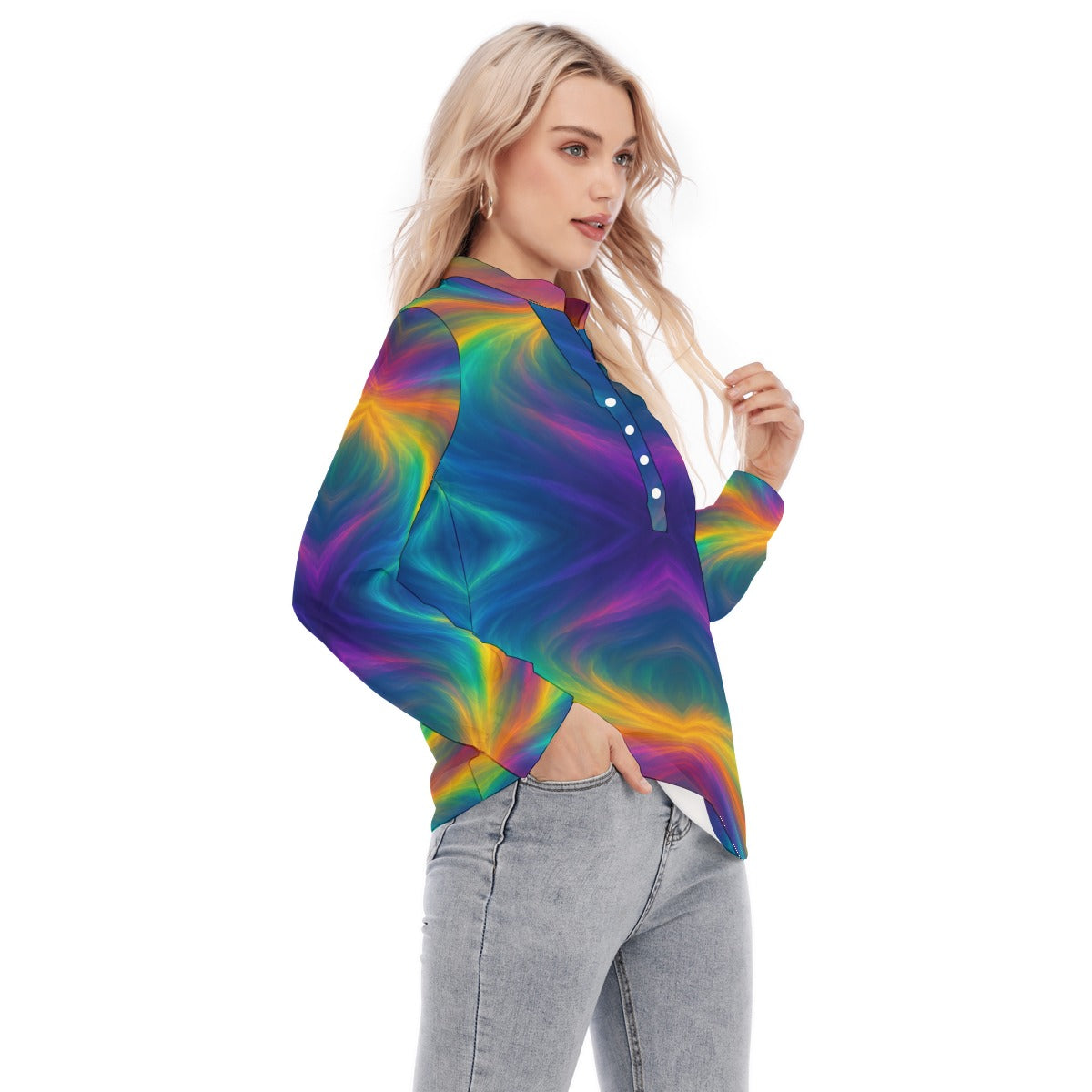 Women's Long Sleeve Blouse With Button Closure