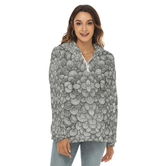 Women's Borg Fleece Hoodie With Half Zip