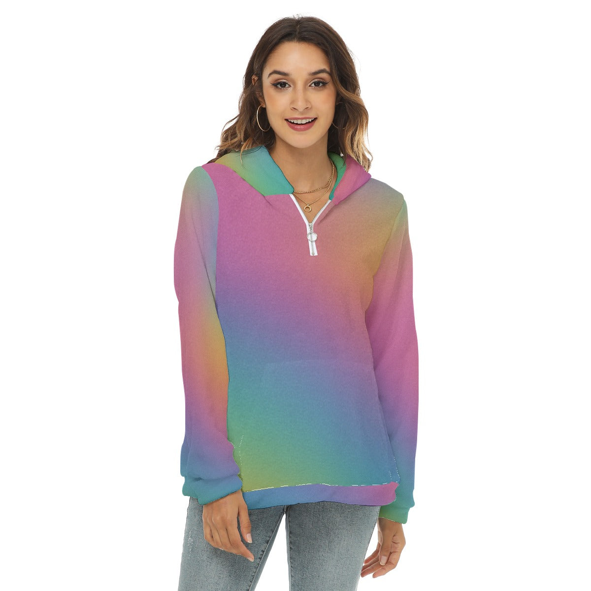 Women's Borg Fleece Hoodie With Half Zip