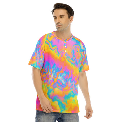 Men's Raglan Sleeve T-shirt With Button Closure