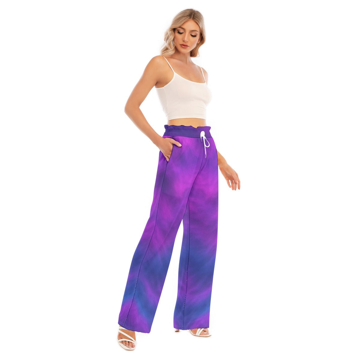 Women's Waist Fungus Edge Wide-leg Pants