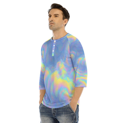 Men's Bracelet Sleeve T-shirt With Button Closure