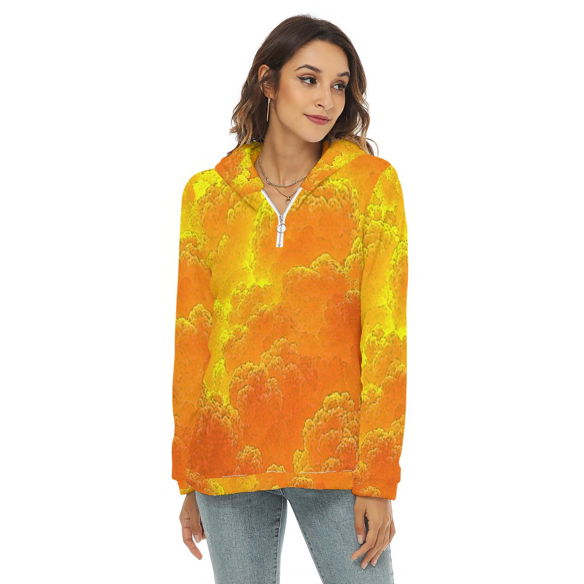 Women's Borg Fleece Hoodie With Half Zip