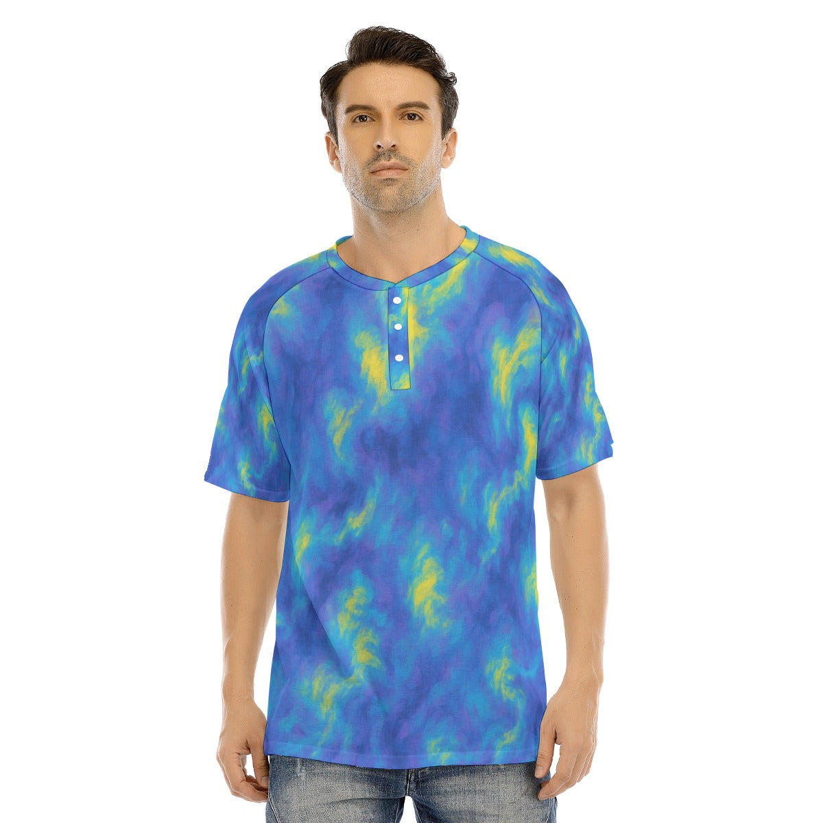 Men's Raglan Sleeve T-shirt With Button Closure