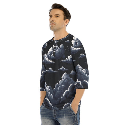 Men's Bracelet Sleeve T-shirt With Button Closure - view 3