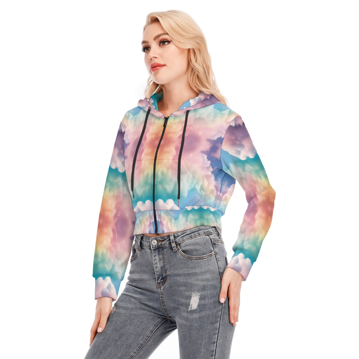 Women's Crop Top Hoodie With Zipper Closure
