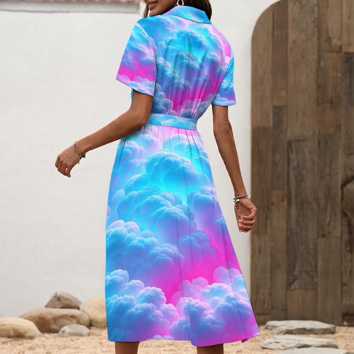 Women's Shirt Dress with Waist Tie