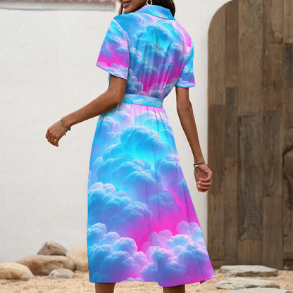 Women's Shirt Dress with Waist Tie