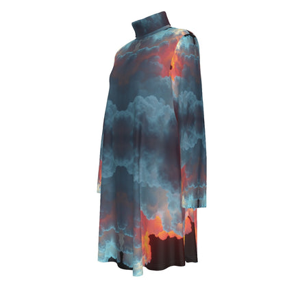 Women's High Neck Dress With Long Sleeve