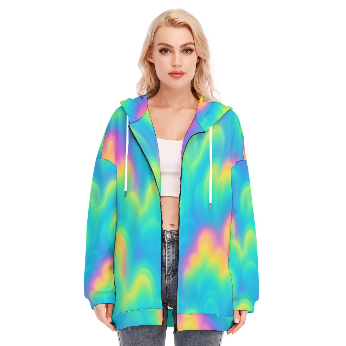 Women's Long Hoodie With Zipper Closure