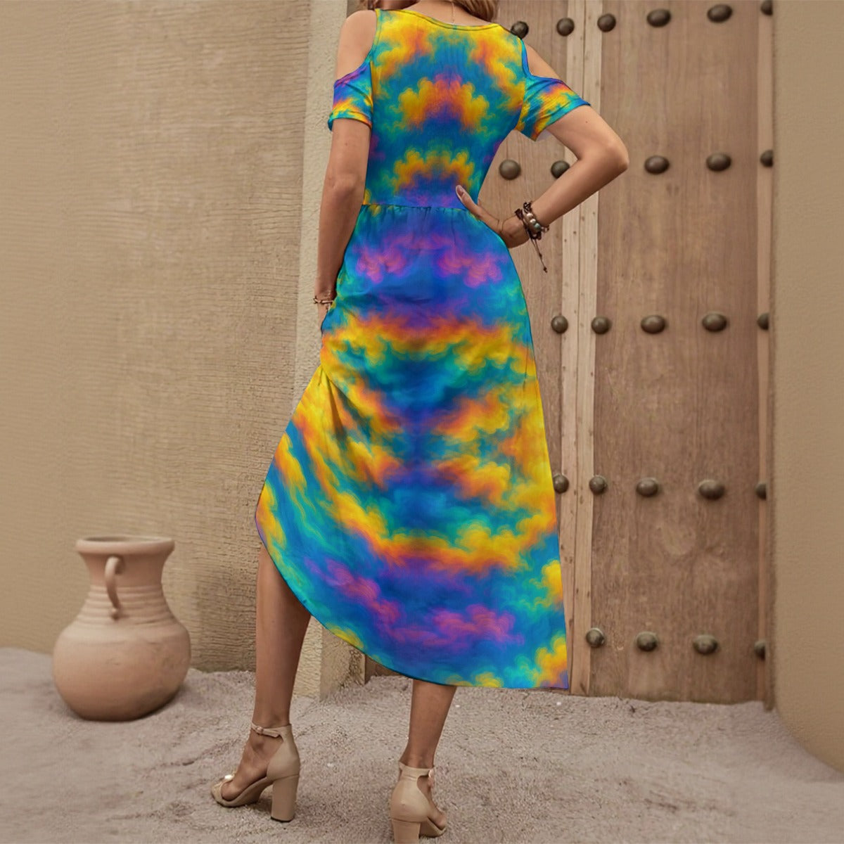 Women's V-neck Off-shoulder Dress